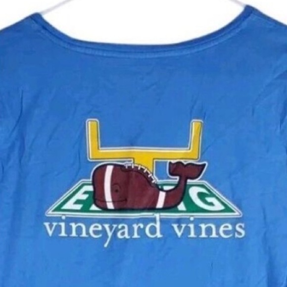 Vineyard Vines T-Shirt Football Whale Touchdown Wmns M Blue Graphic LS Crewneck - Picture 1 of 12